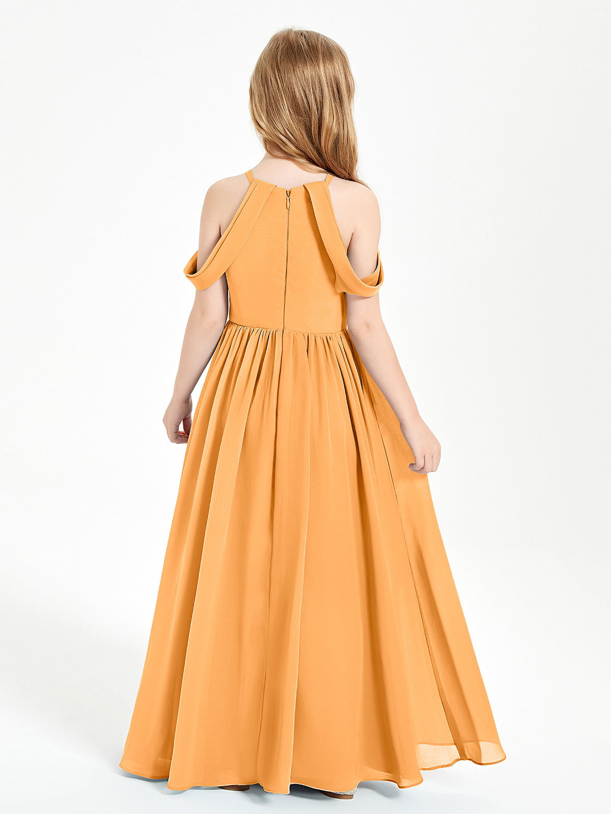 Dreamy Off the Shoulder Bridesmaid Gown for Junior Tangerine